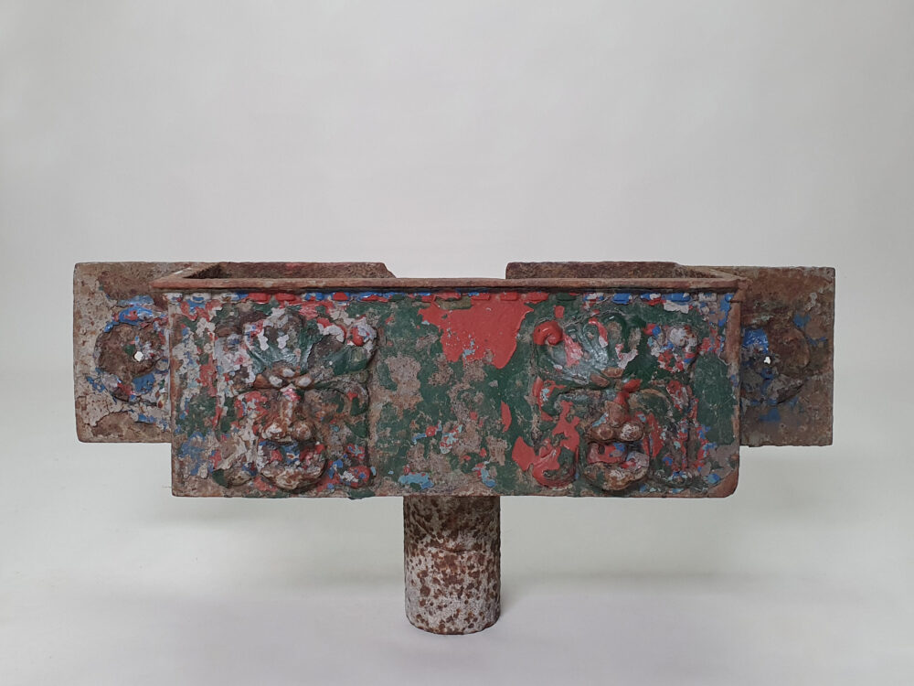 Antique cast iron Hopper with lion decoration & original paint