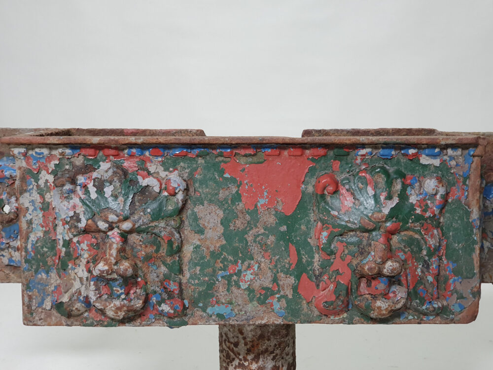 Antique cast iron Hopper with lion decoration & original paint
