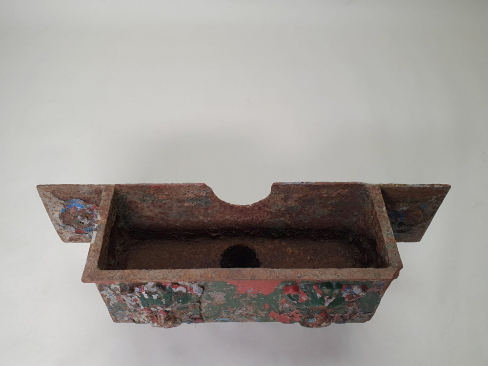 Antique cast iron Hopper with lion decoration & original paint