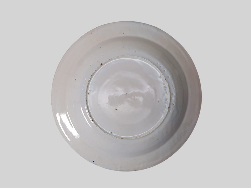 Antique ceramic 18th century blue and white tin glaze Charger