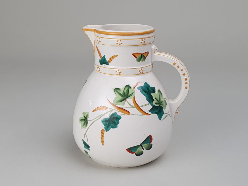 Antique ceramic Davenport Jug, featuring the Ivy & Fly pattern
