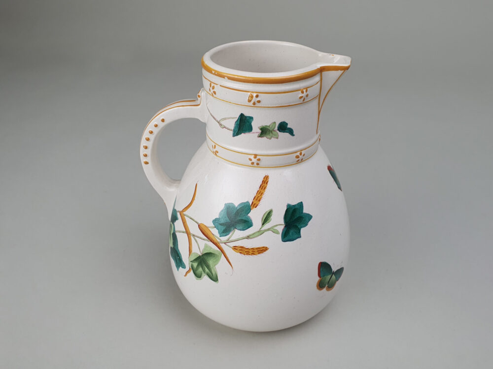 Antique ceramic Davenport Jug, featuring the Ivy & Fly pattern