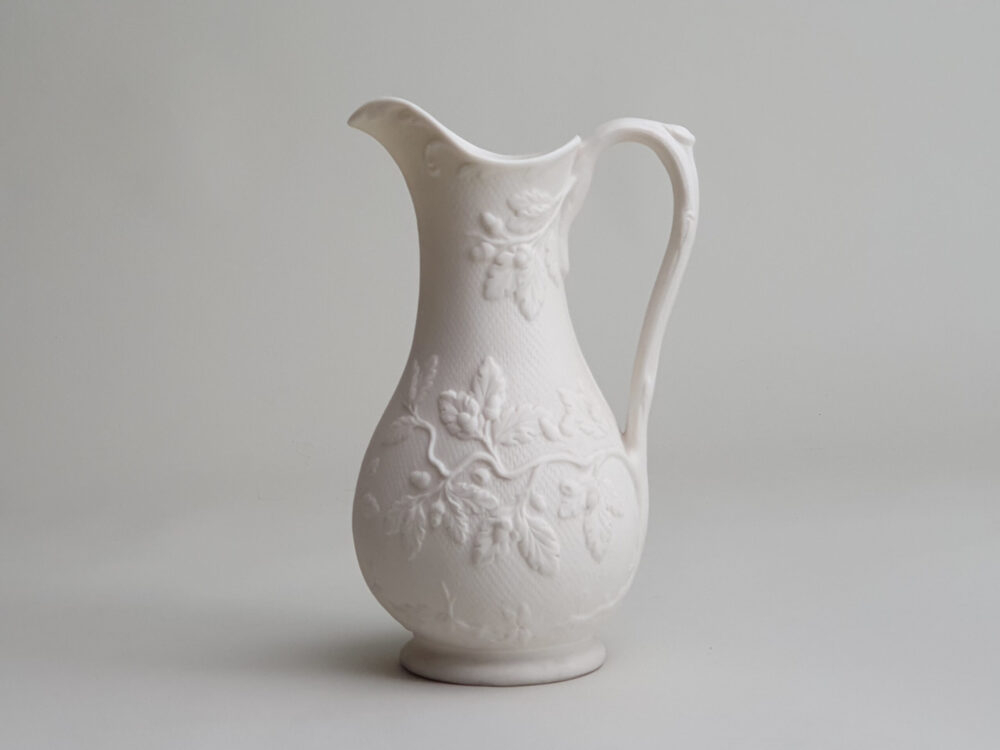 Antique ceramic Parian Jug with acorn and oak motif
