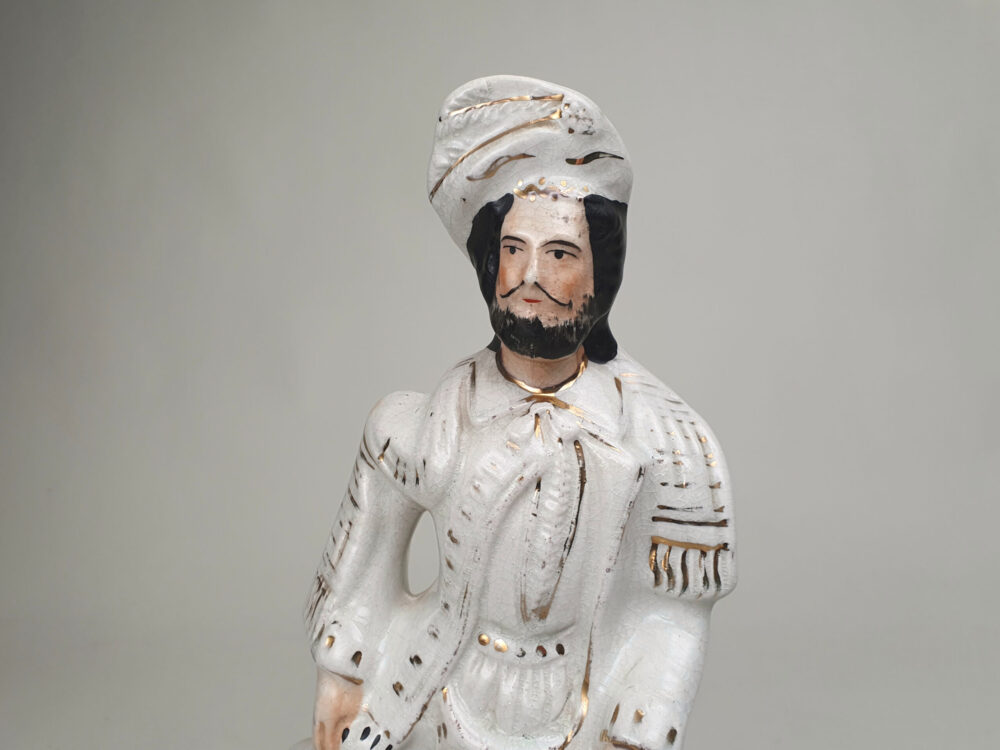 Antique ceramic Victorian Staffordshire Figure of 'The Lion Slayer