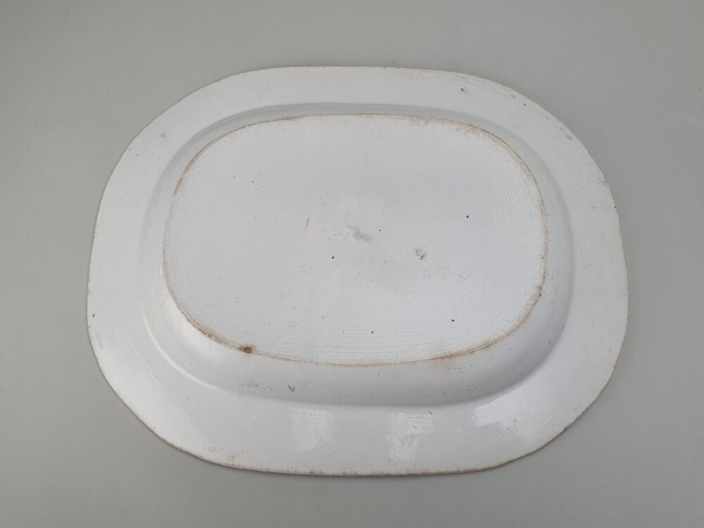 Antique ceramic willow pattern Platter or Meat Plate with a comb back or combed back