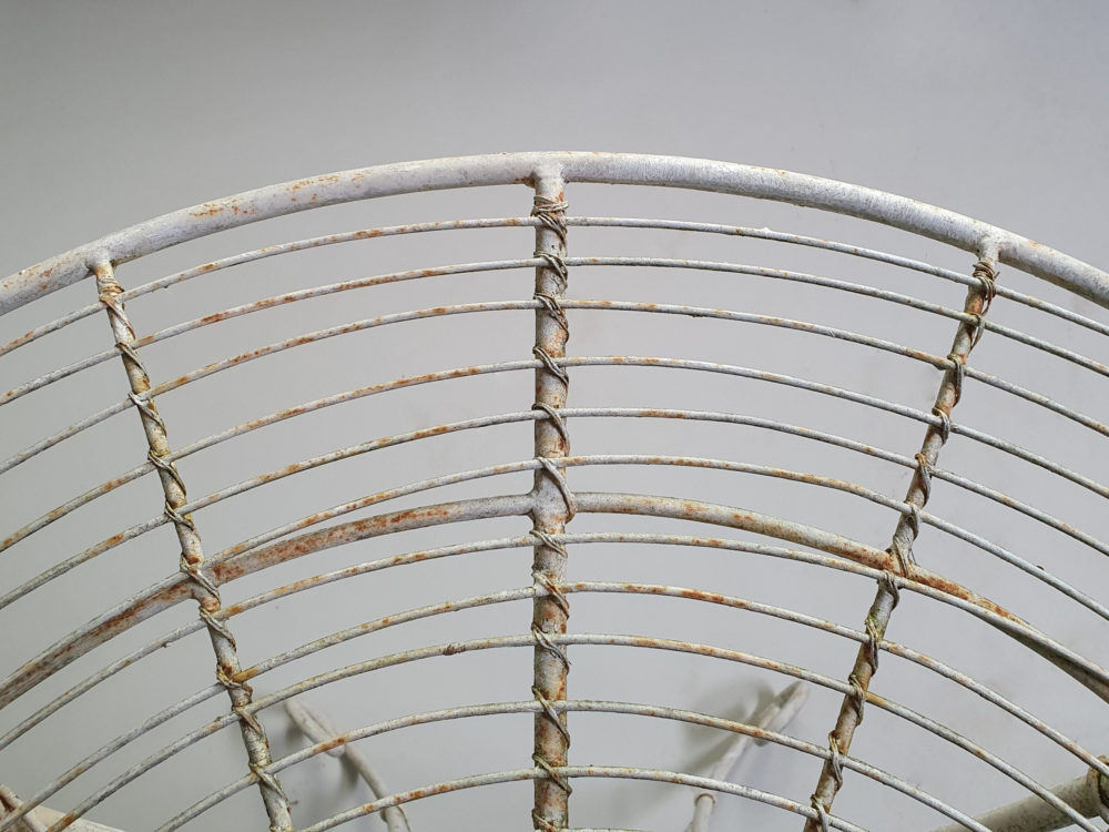 Antique circular white wrought iron & wirework Garden Table