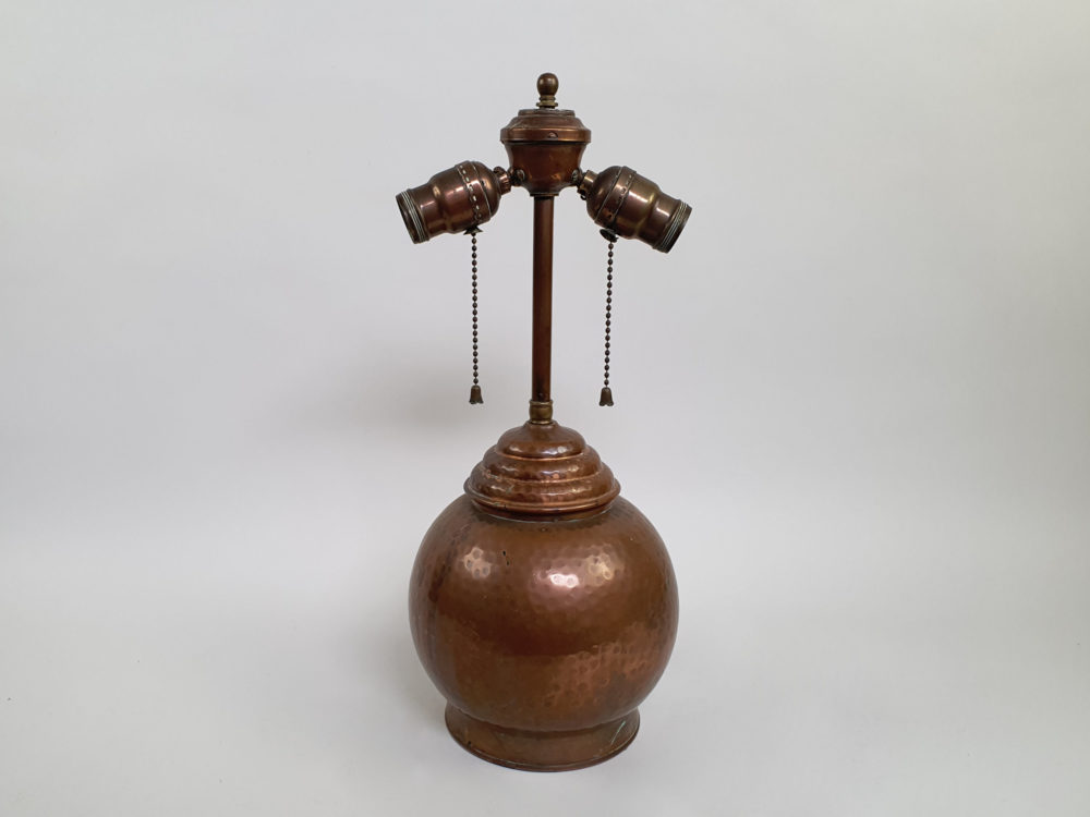 Antique copper Table Lamp operated via two copper chains