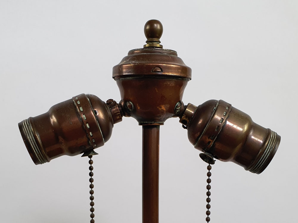 Antique copper Table Lamp operated via two copper chains
