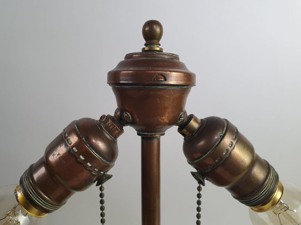 Antique copper Table Lamp operated via two copper chains