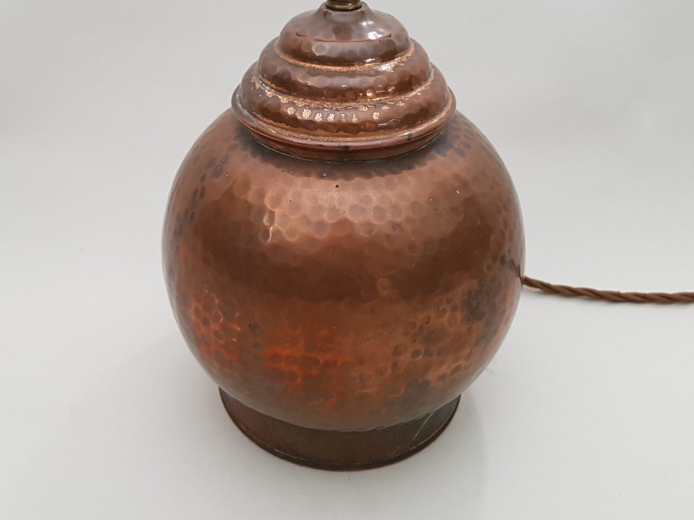 Antique copper Table Lamp operated via two copper chains