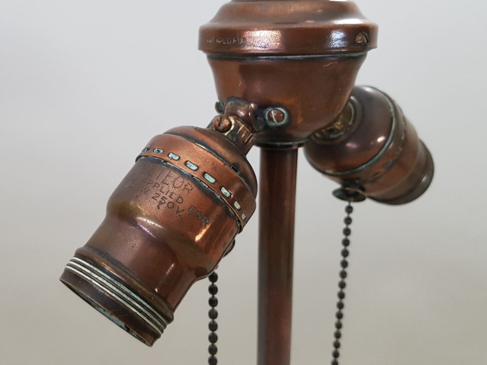 Antique copper Table Lamp operated via two copper chains
