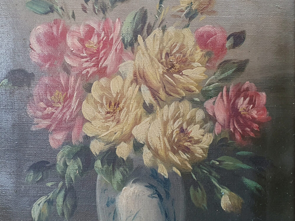 Antique decorative oil painting on canvas - Floral Still Life