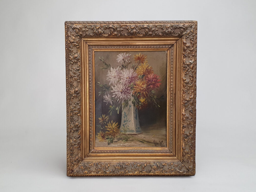 Antique decorative oil painting on canvas - Floral Still Life