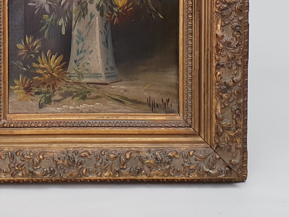 Antique decorative oil painting on canvas - Floral Still Life