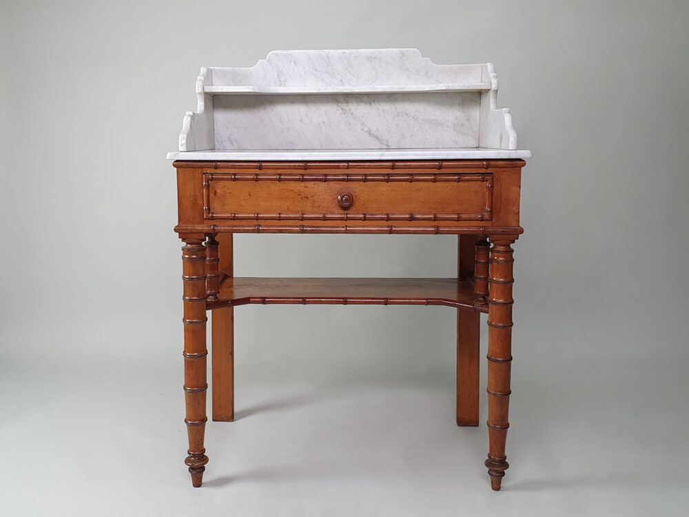 Antique faux bamboo and white marble Washstand