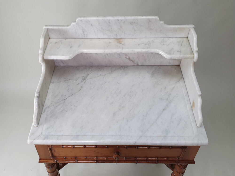 Antique faux bamboo and white marble Washstand