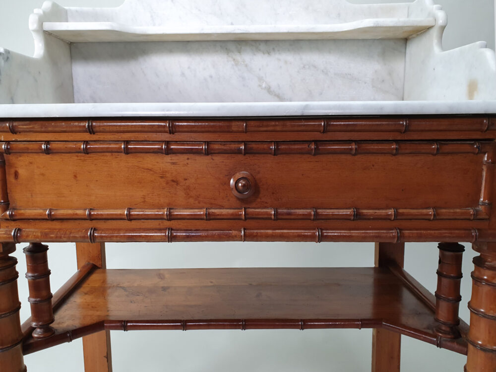 Antique faux bamboo and white marble Washstand