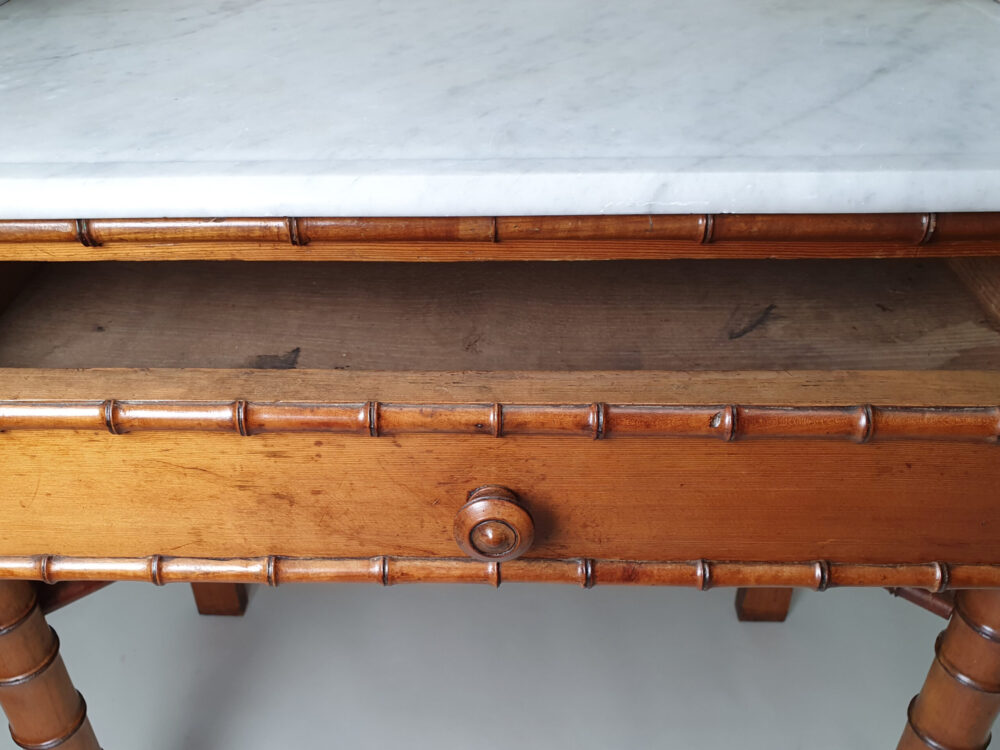 Antique faux bamboo and white marble Washstand