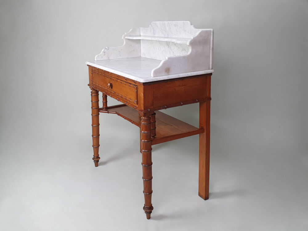 Antique faux bamboo and white marble Washstand