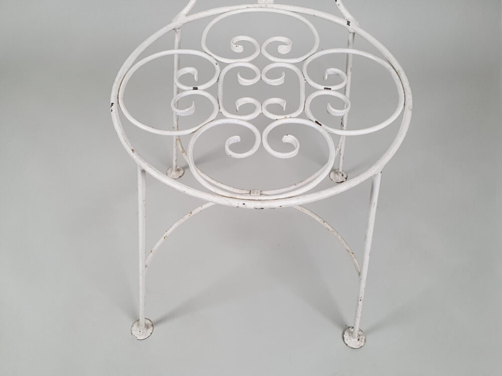 Antique garden furniture set - Table & 4 Chairs in original white paint