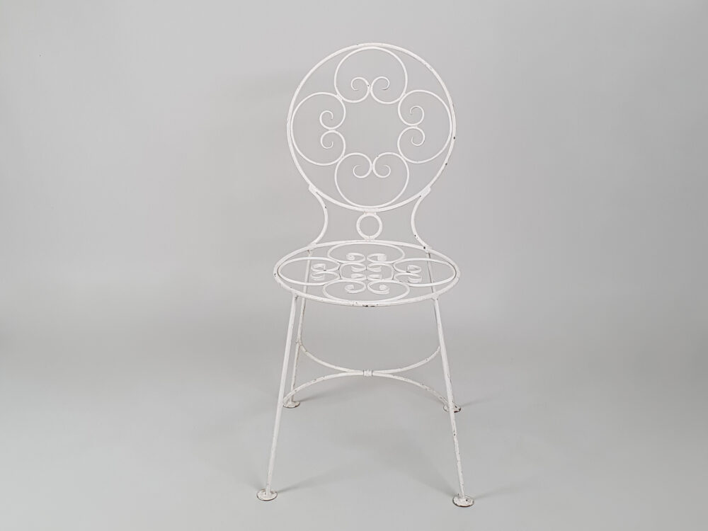 Antique garden furniture set - Table & 4 Chairs in original white paint