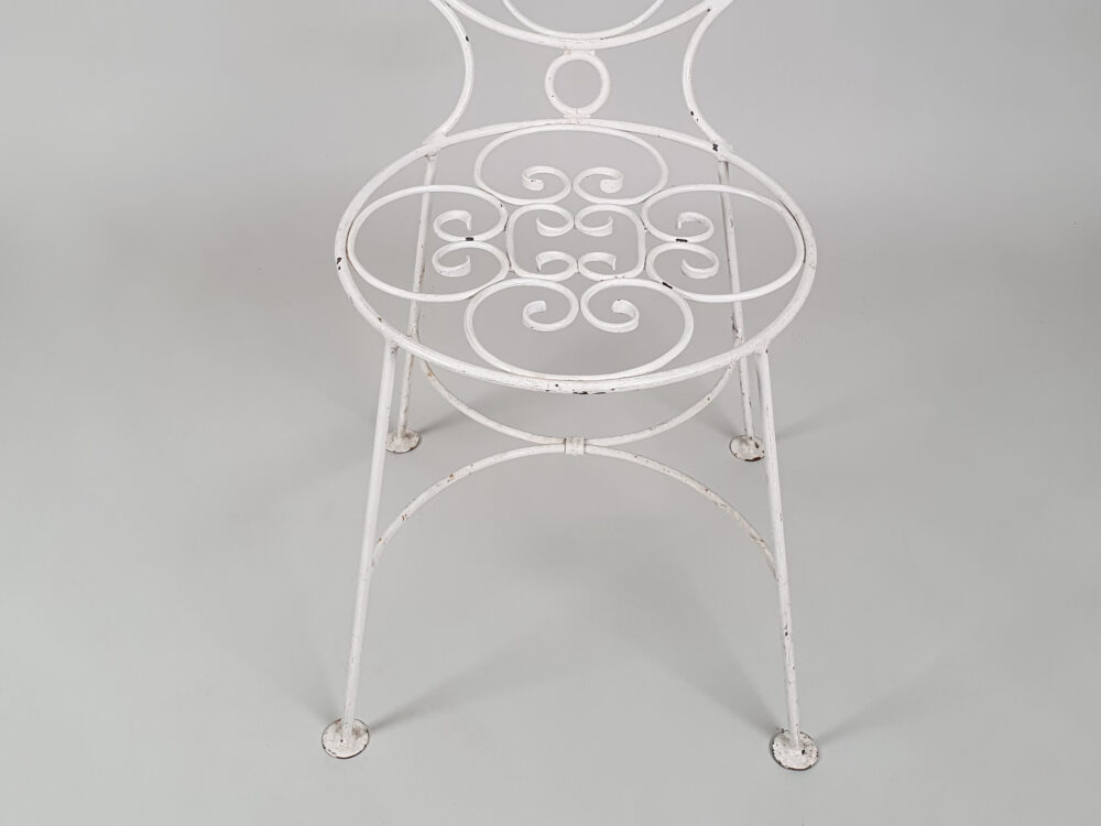 Antique garden furniture set - Table & 4 Chairs in original white paint
