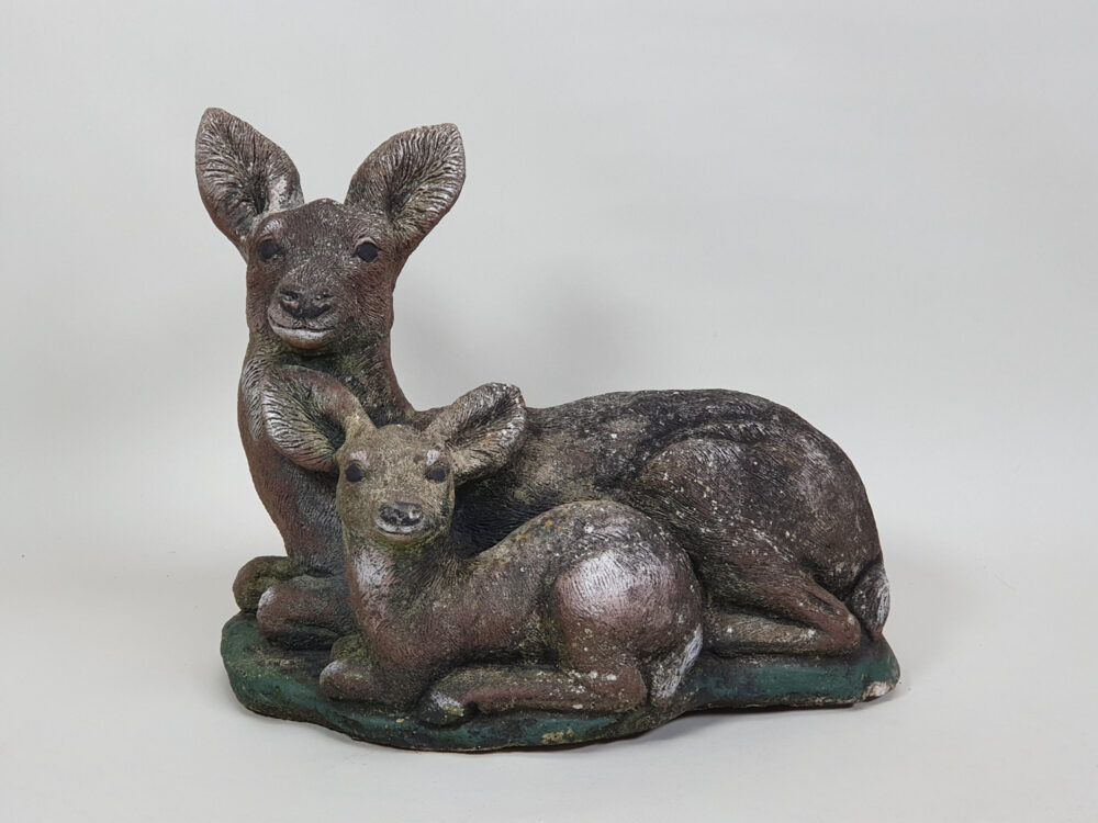Antique garden ornament Deer and baby Fawn