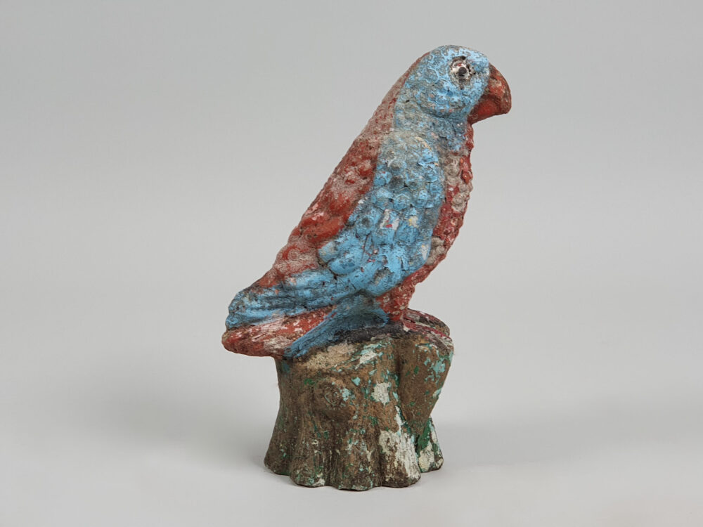 Antique garden ornament Parrot in original paint