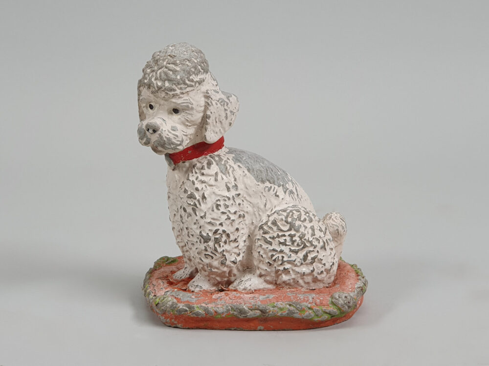 Antique garden ornament Poodle Dog in original paint