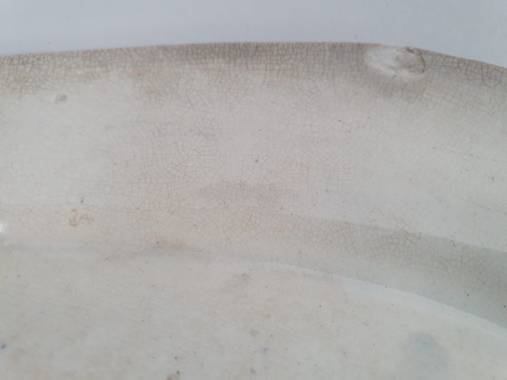 Antique Victorian blue and white transfer rose pattern Serving Dish or Platter
