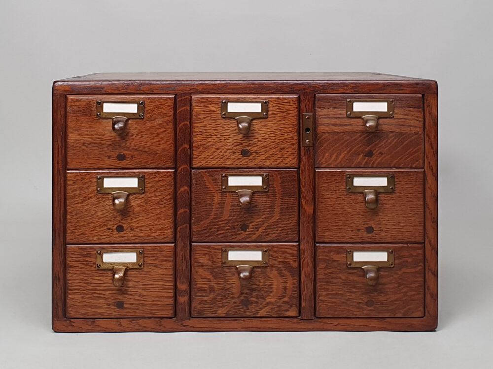 Antique library index card filing cabinet