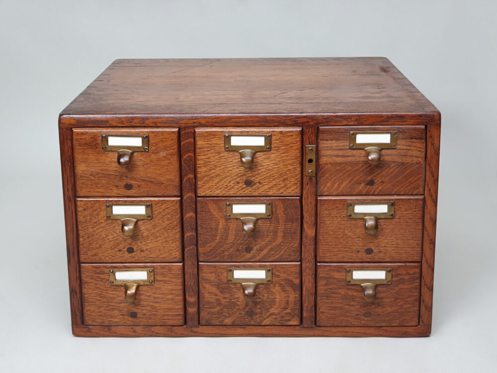 Antique library index card filing cabinet