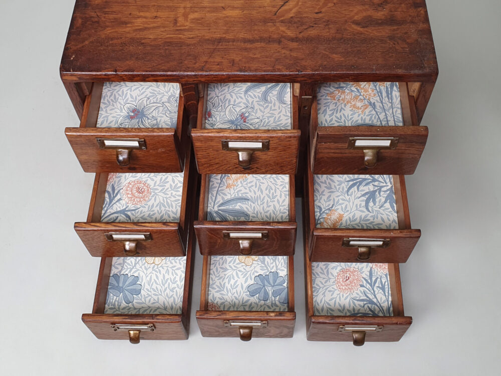 Antique library index card filing cabinet