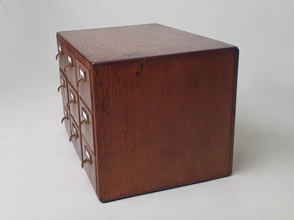Antique library index card filing cabinet