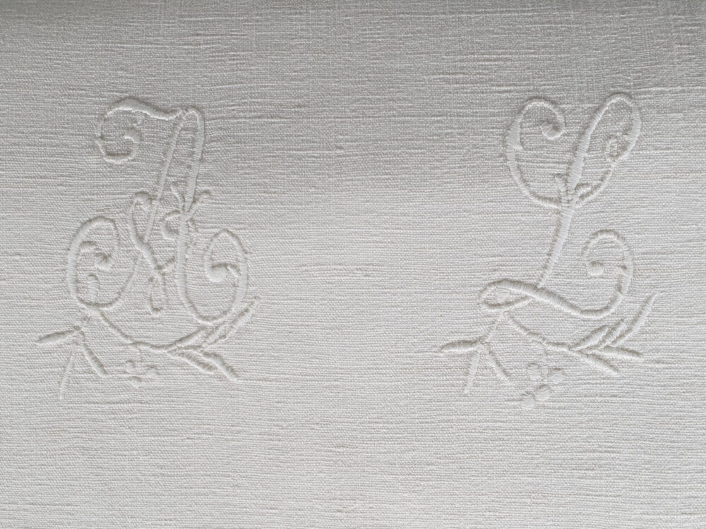 Antique linen French Sheet with monogram A L
