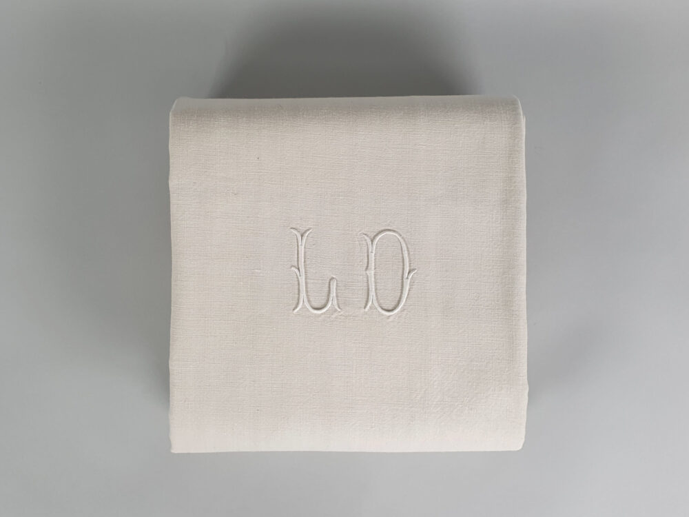 Antique linen French Sheet with monogram L D