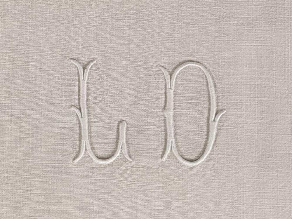 Antique linen French Sheet with monogram L D