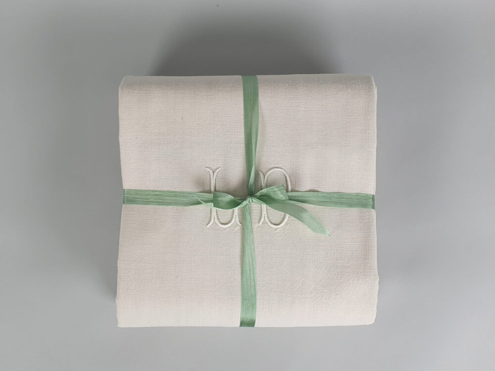 Antique linen French Sheet with monogram L D