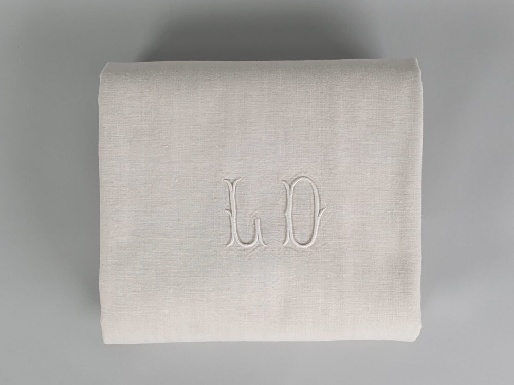 Antique linen French Sheet with monogram L D