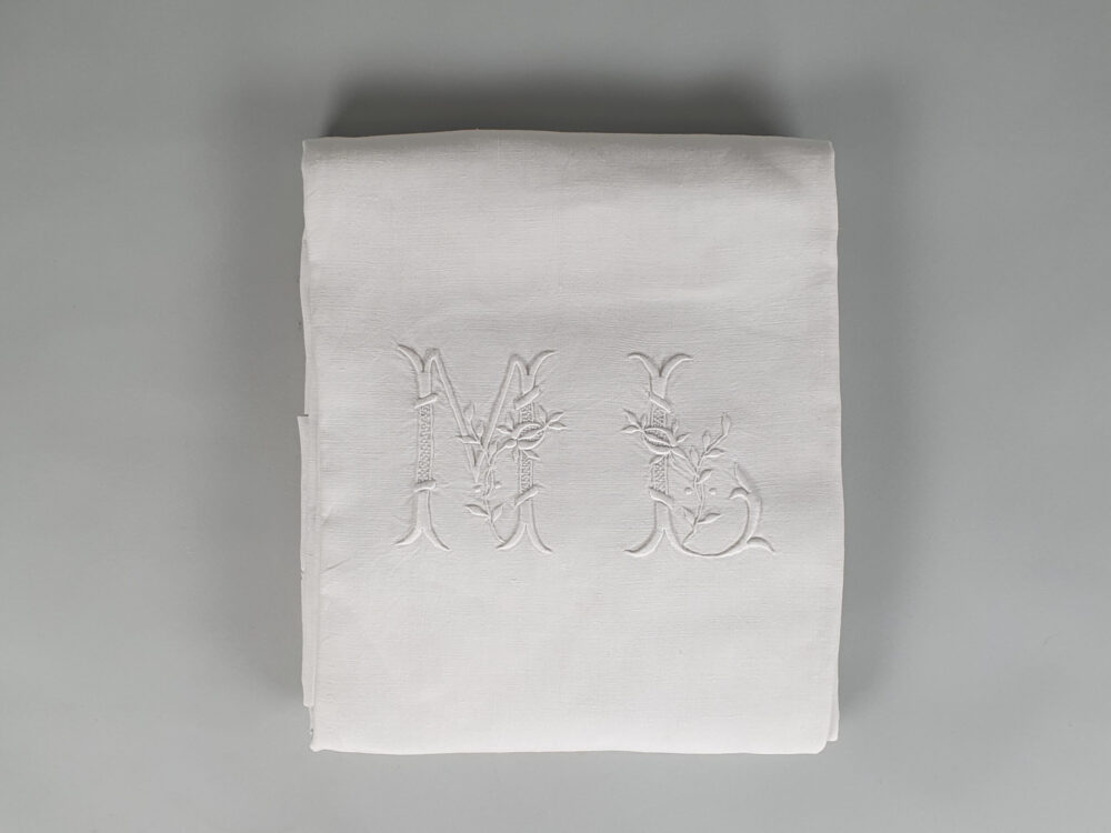 Antique linen French Sheet with monogram M L