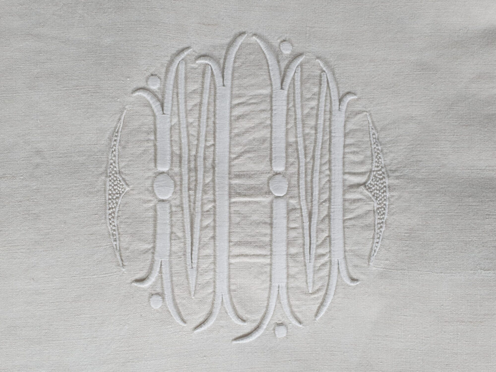 French Antique cotton Sheet with monogram MM