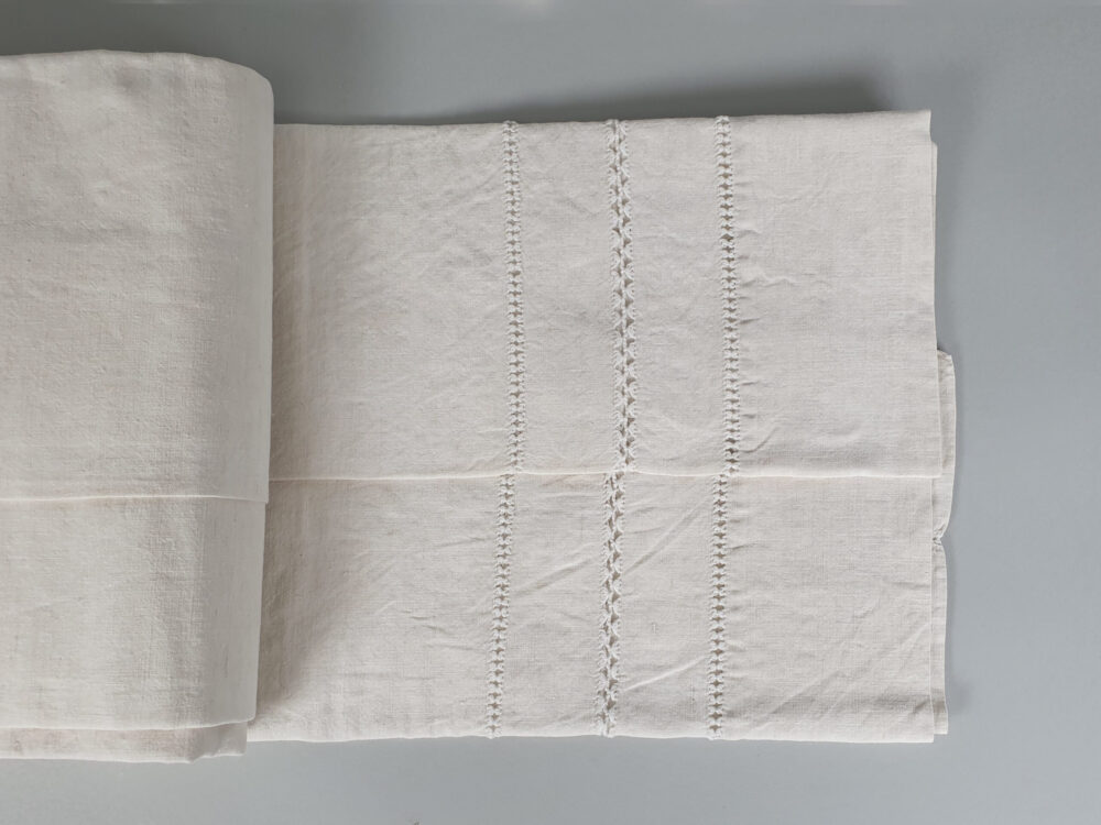 French Antique cotton Sheet with monogram MM