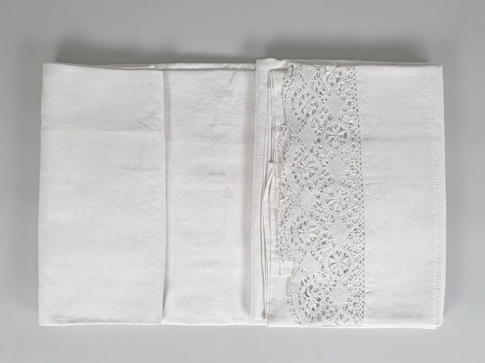 Antique linen French Sheet with monogram V P