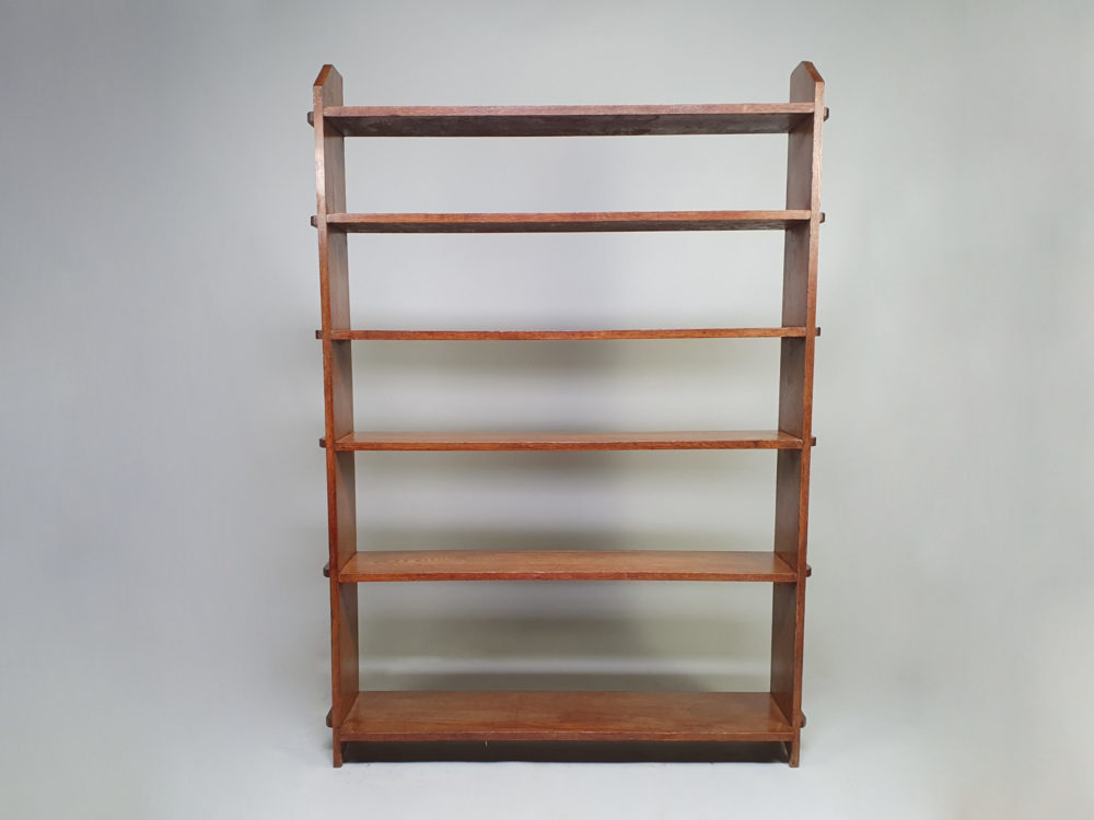 Antique oak standing open Bookcase with pegged sides