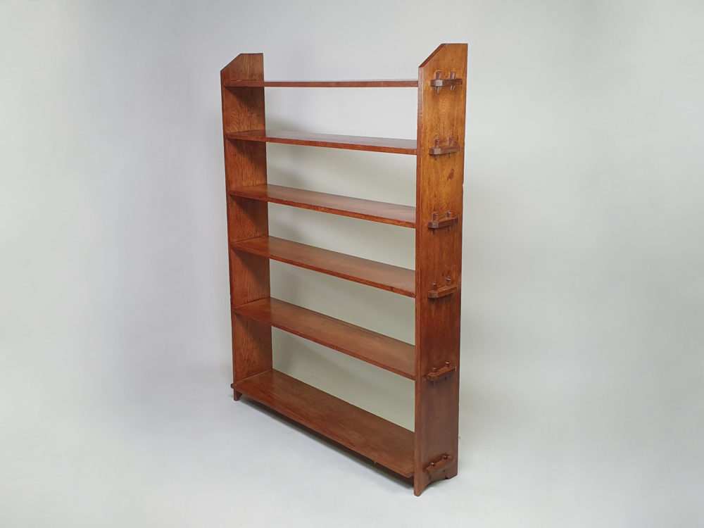 Antique oak standing open Bookcase with pegged sides