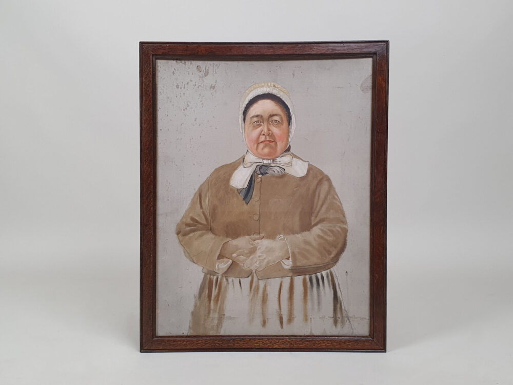 Antique oil painting -Naïve French 19th century portrait