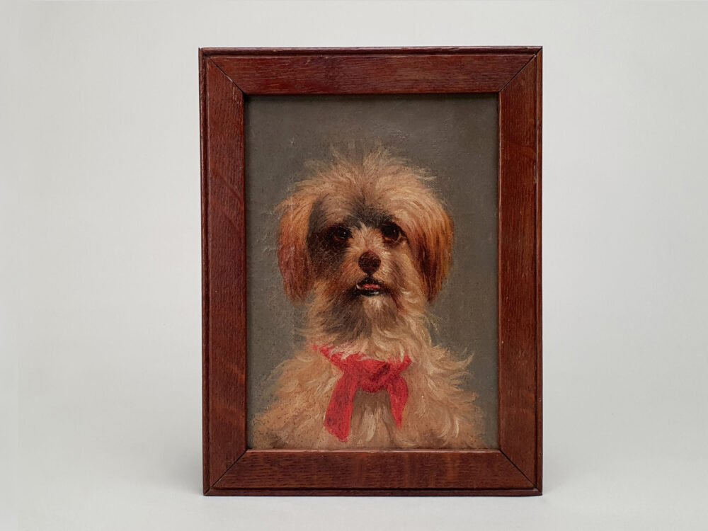 Antique oil Painting - portrait of a Terrier Dog