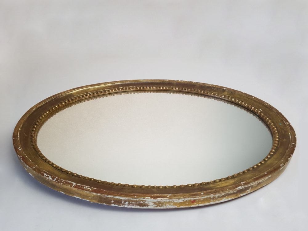 Antique oval gilt wood Mirror