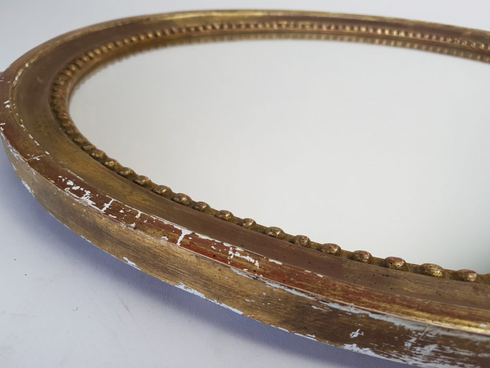 Antique oval gilt wood Mirror