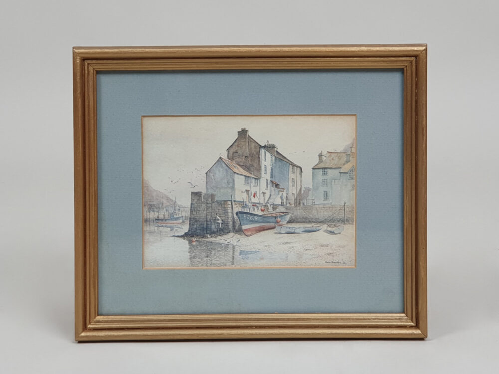 Antique painting - Quayside Landscape by Sam Burden